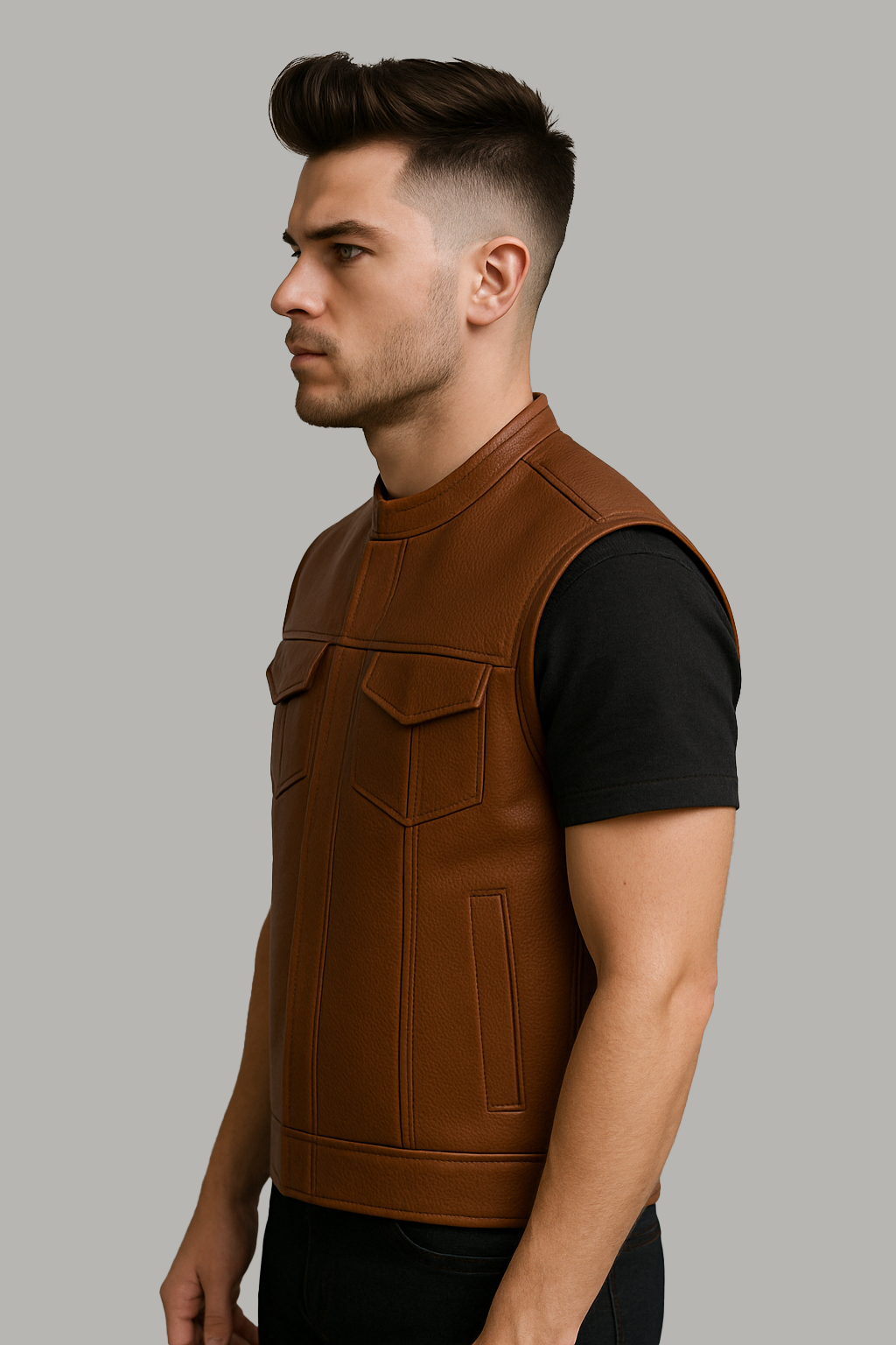Nightwolf - Men's Motorcycle Perforated Leather Vest