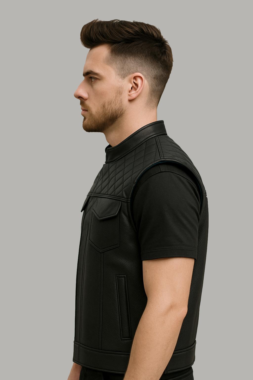Ravencrest – Men’s Club Style Perforated Leather Vest