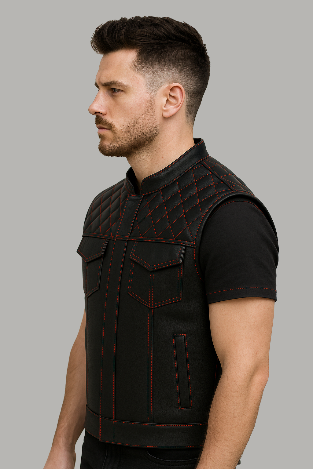 Ravencrest – Men’s Club Style Perforated Leather Vest