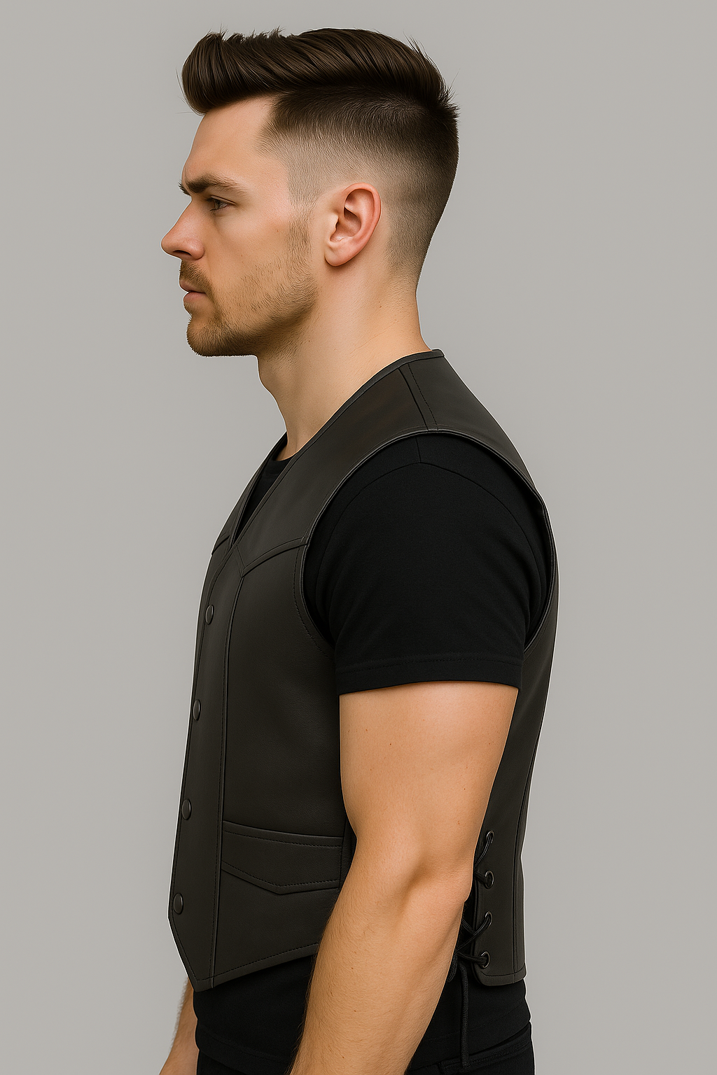 Night Deputy - Men's Motorcycle Western Style Leather Vest