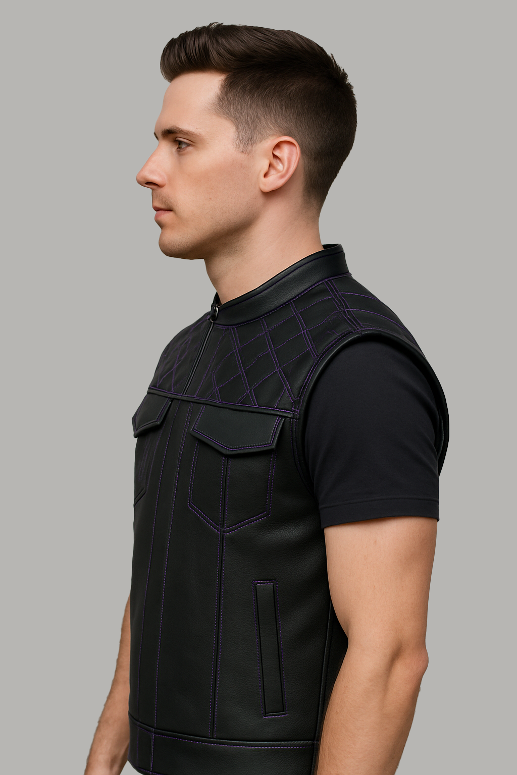Scarlet Stitch - Men's Club Style Leather Vest