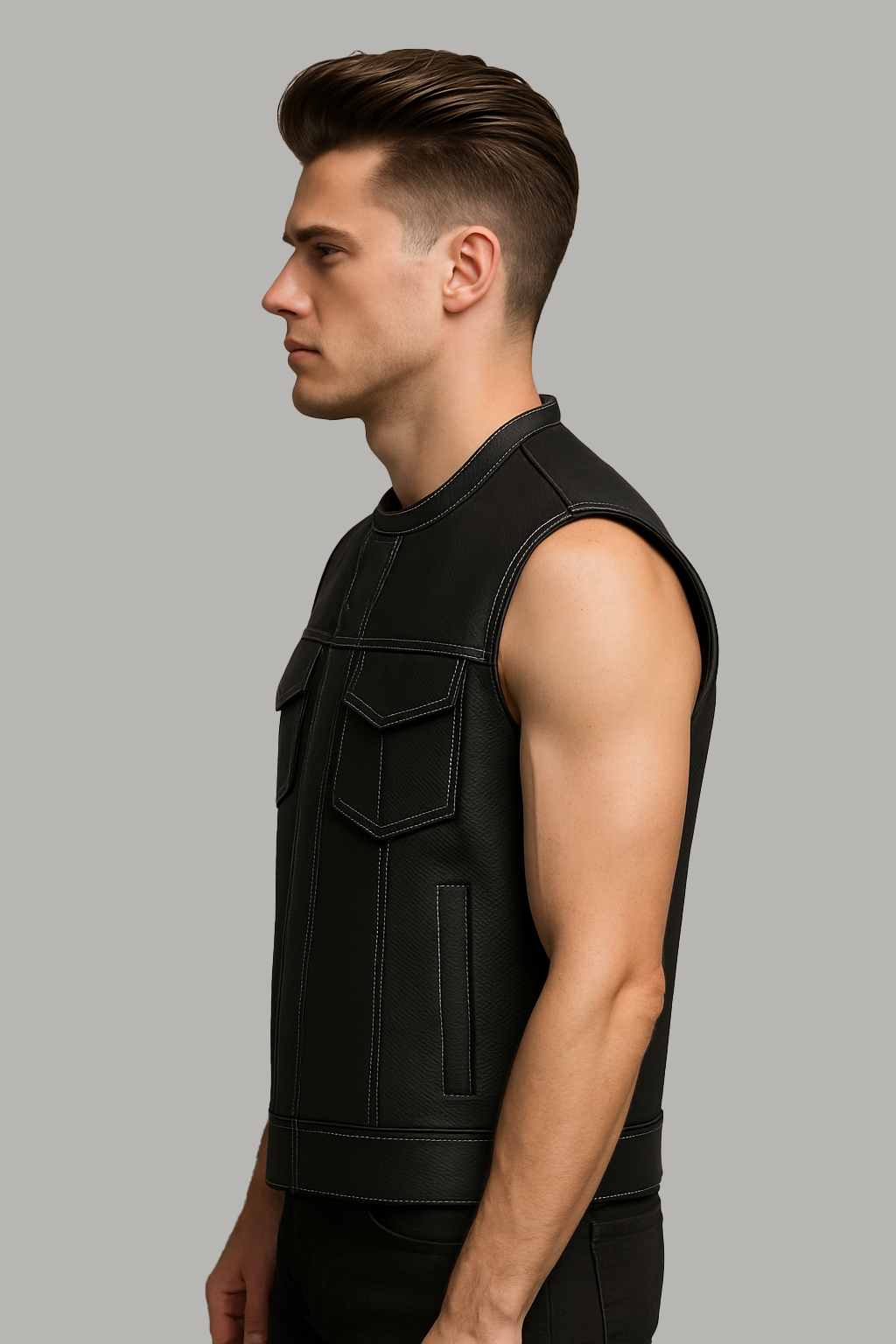 Nightwolf - Men's Motorcycle Perforated Leather Vest