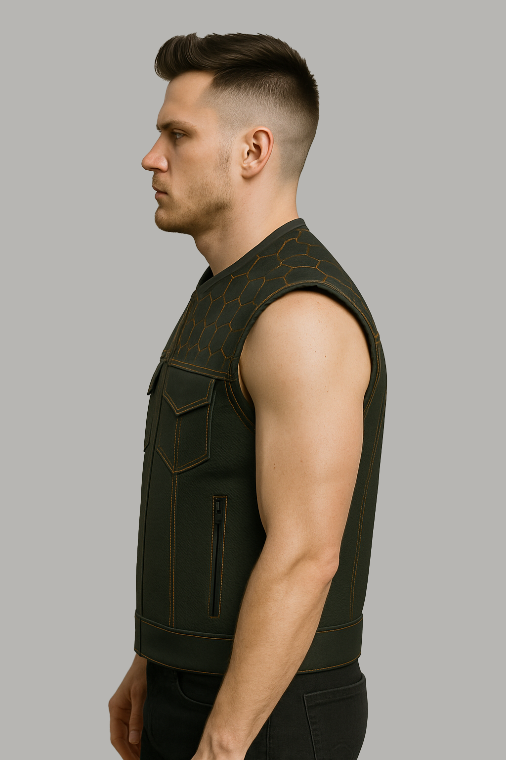 Stingblade - Perforated Men's Club Style Leather Vest
