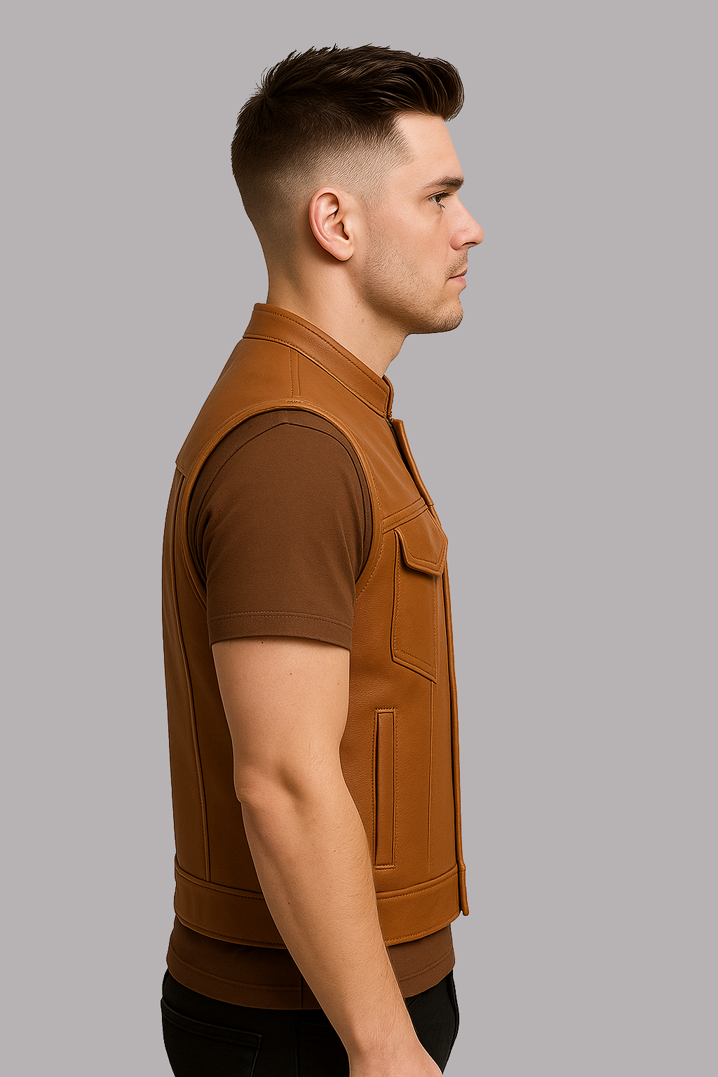 Vigilante - Men's Platinum Leather Motorcycle Vest