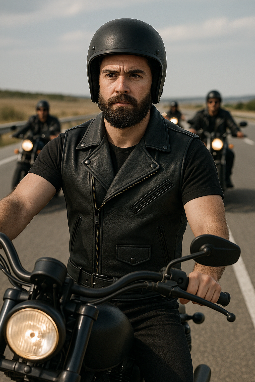Thunderbrand - Men's Moto Style Leather Vest
