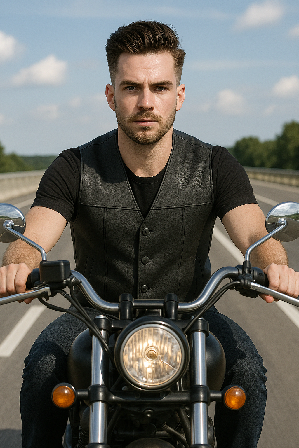 Steel Raven - Men's Motorcycle Western Style Leather Vest