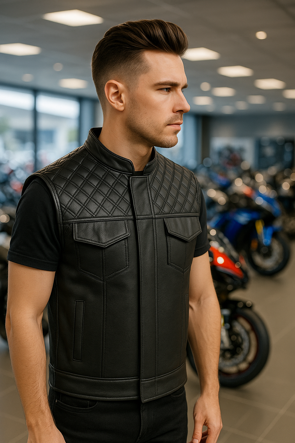 Scarlet Stitch - Men's Club Style Leather Vest