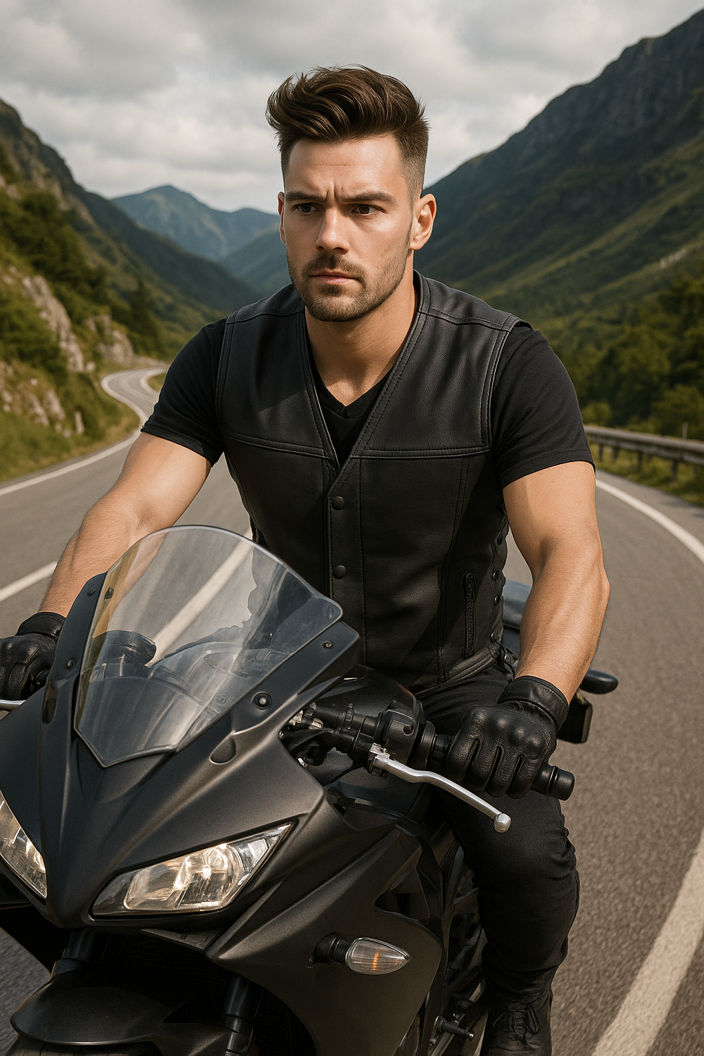 Dark Horizon - Men's Motorcycle Leather Vest