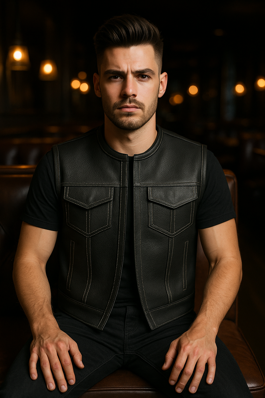 Nightwolf - Men's Motorcycle Perforated Leather Vest
