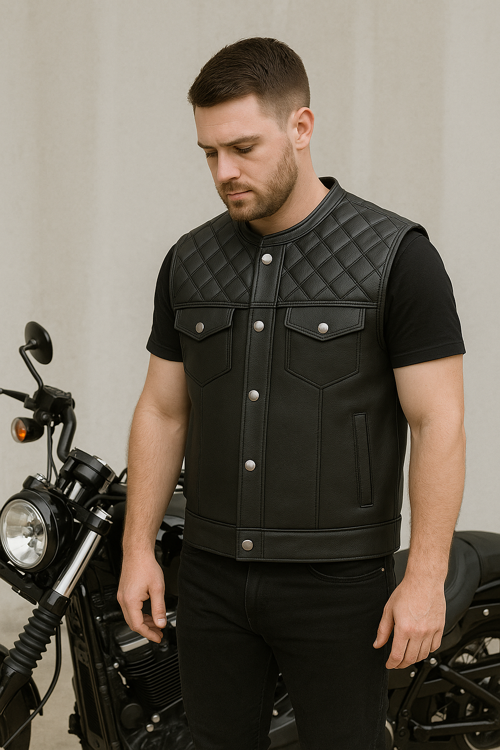 Stealth Commander - Men's Motorcycle Leather Vest