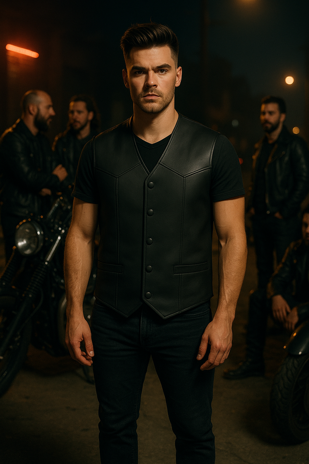 Darkride - Men's Classic Western Style Leather Vest