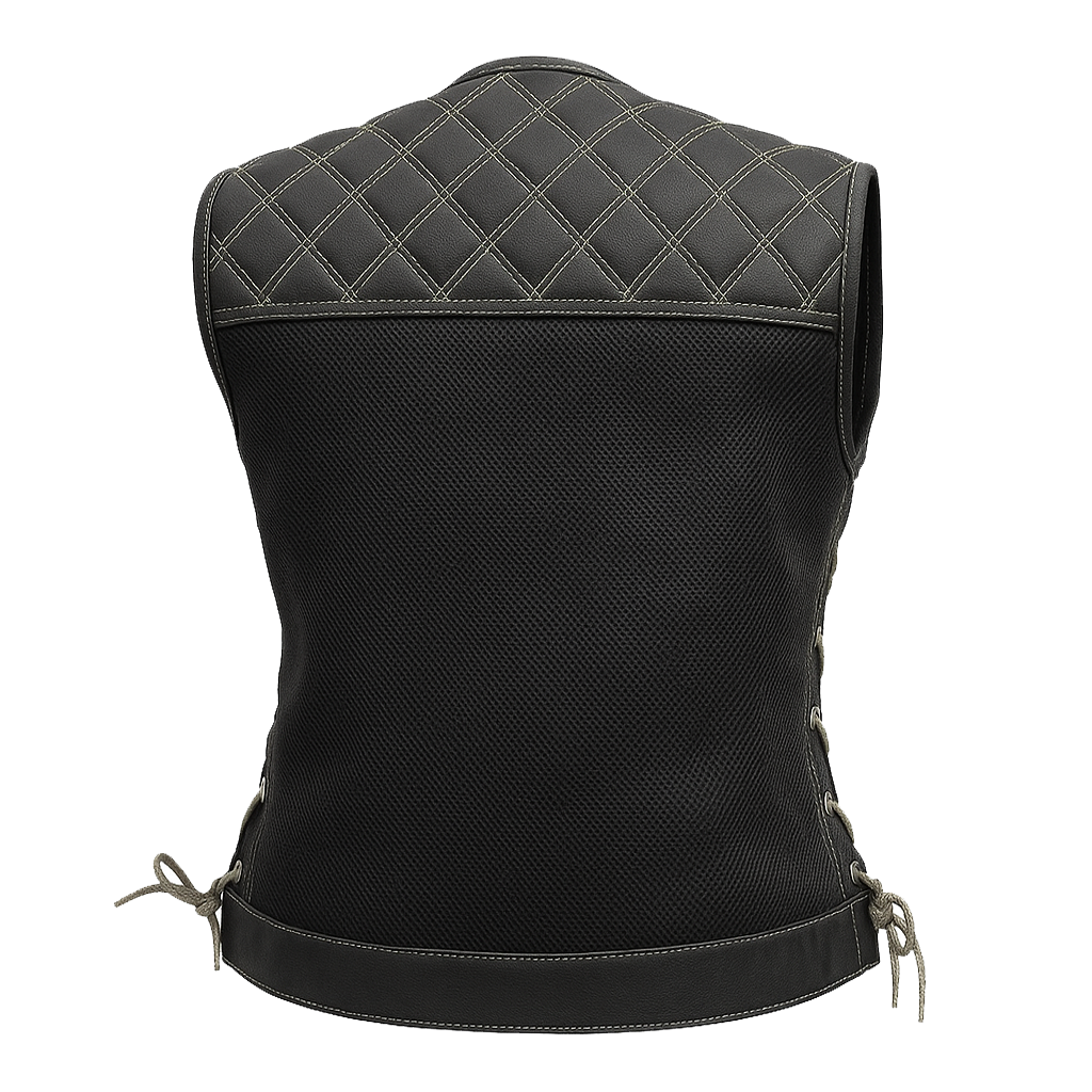 ZyraForge Moto Mesh Women's Motorcycle Vest – Diamond Quilt – Limited Edition