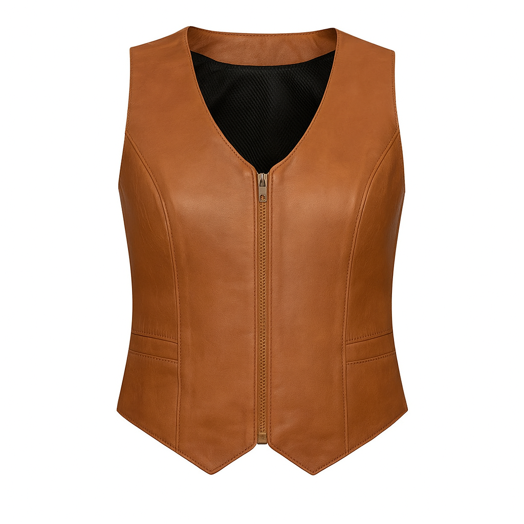 Bronzed – Women's Western Style Motorcycle Leather Vest