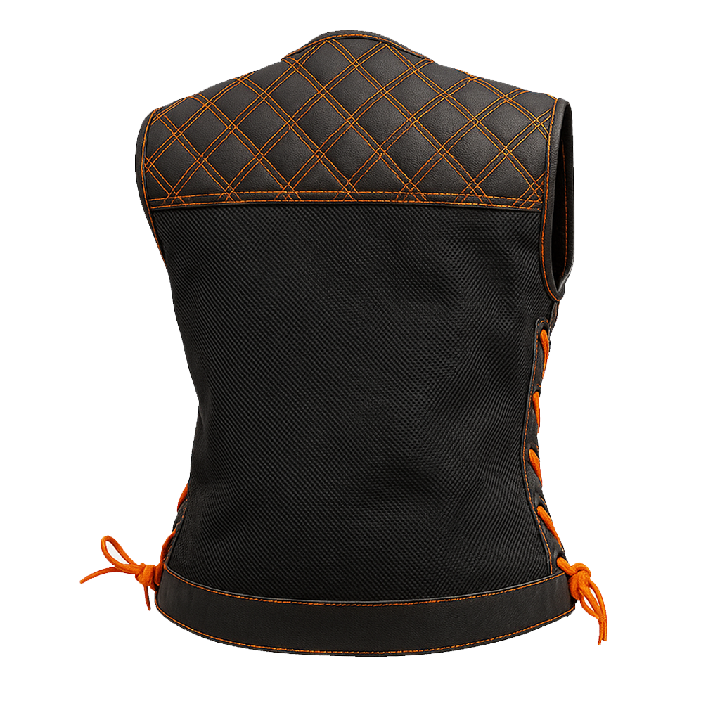 ZyraForge Moto Mesh Women's Motorcycle Vest – Diamond Quilt – Limited Edition