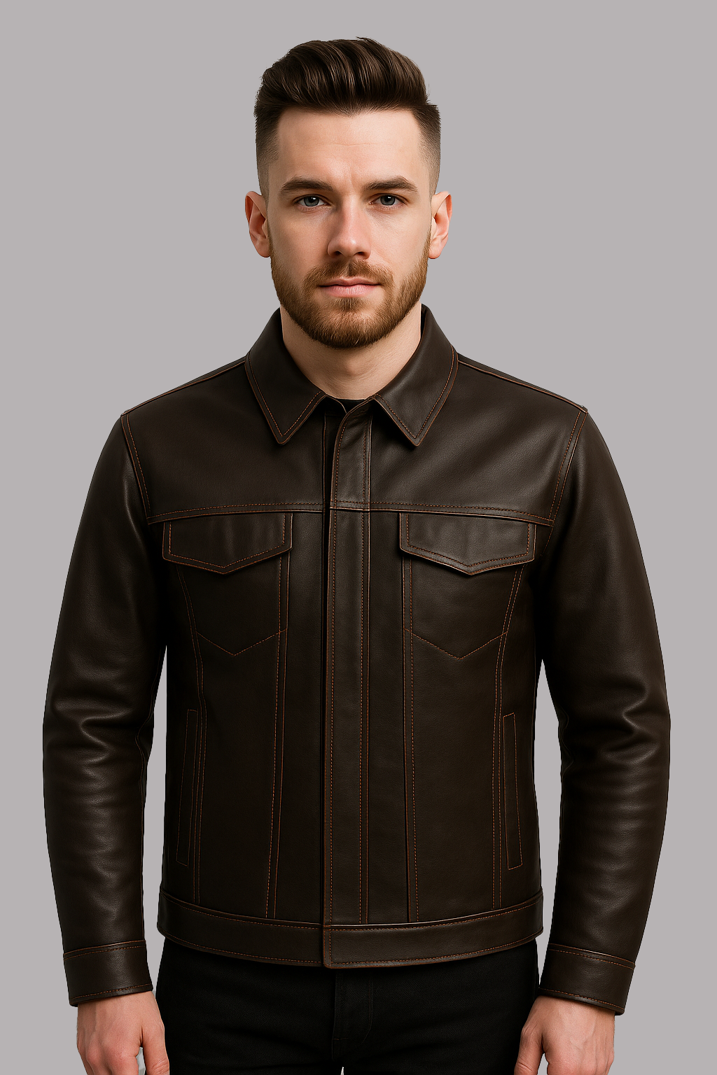 PR-330 Bronco Men's Moto Leather Shirt