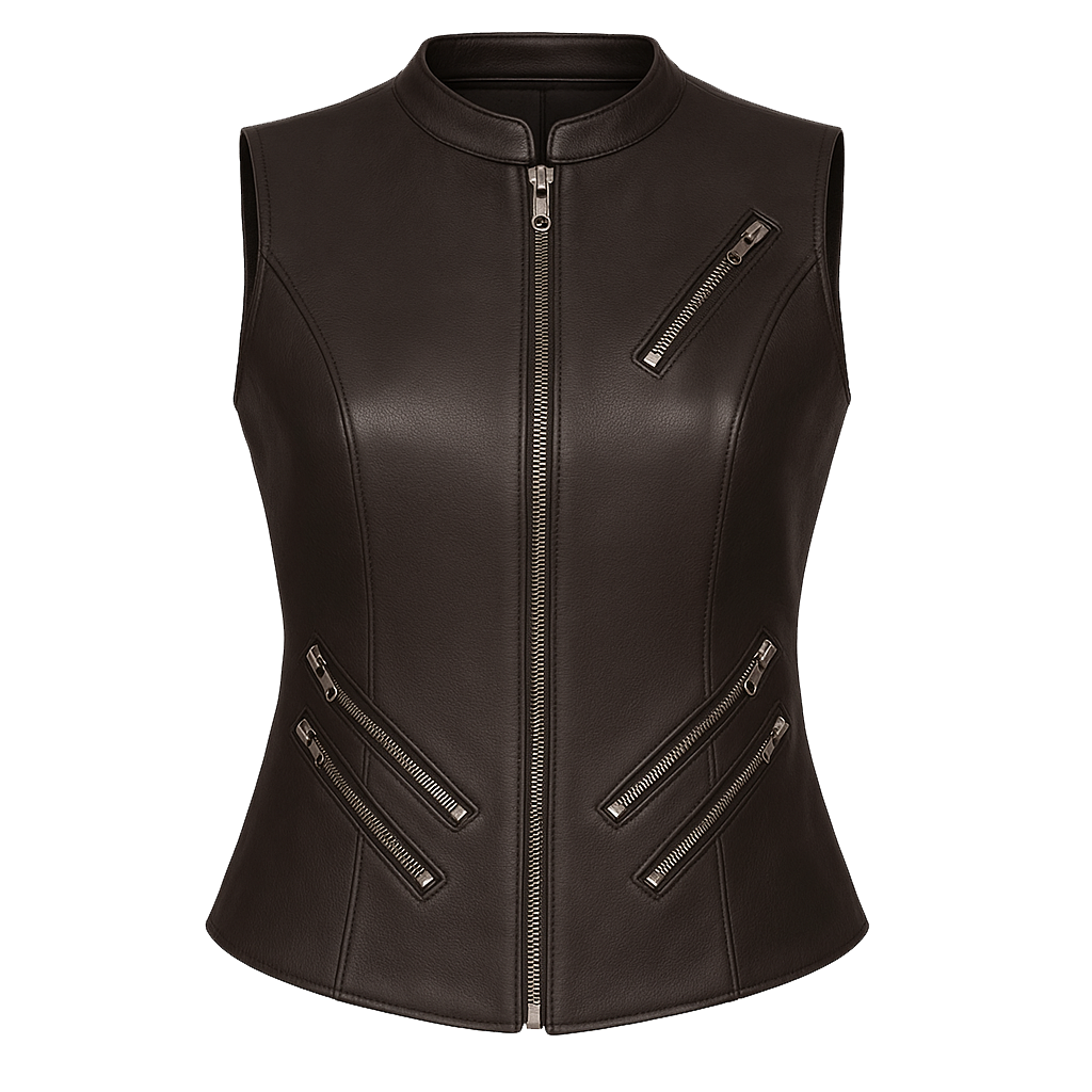 Crimson Burn – Women's Motorcycle Leather Vest