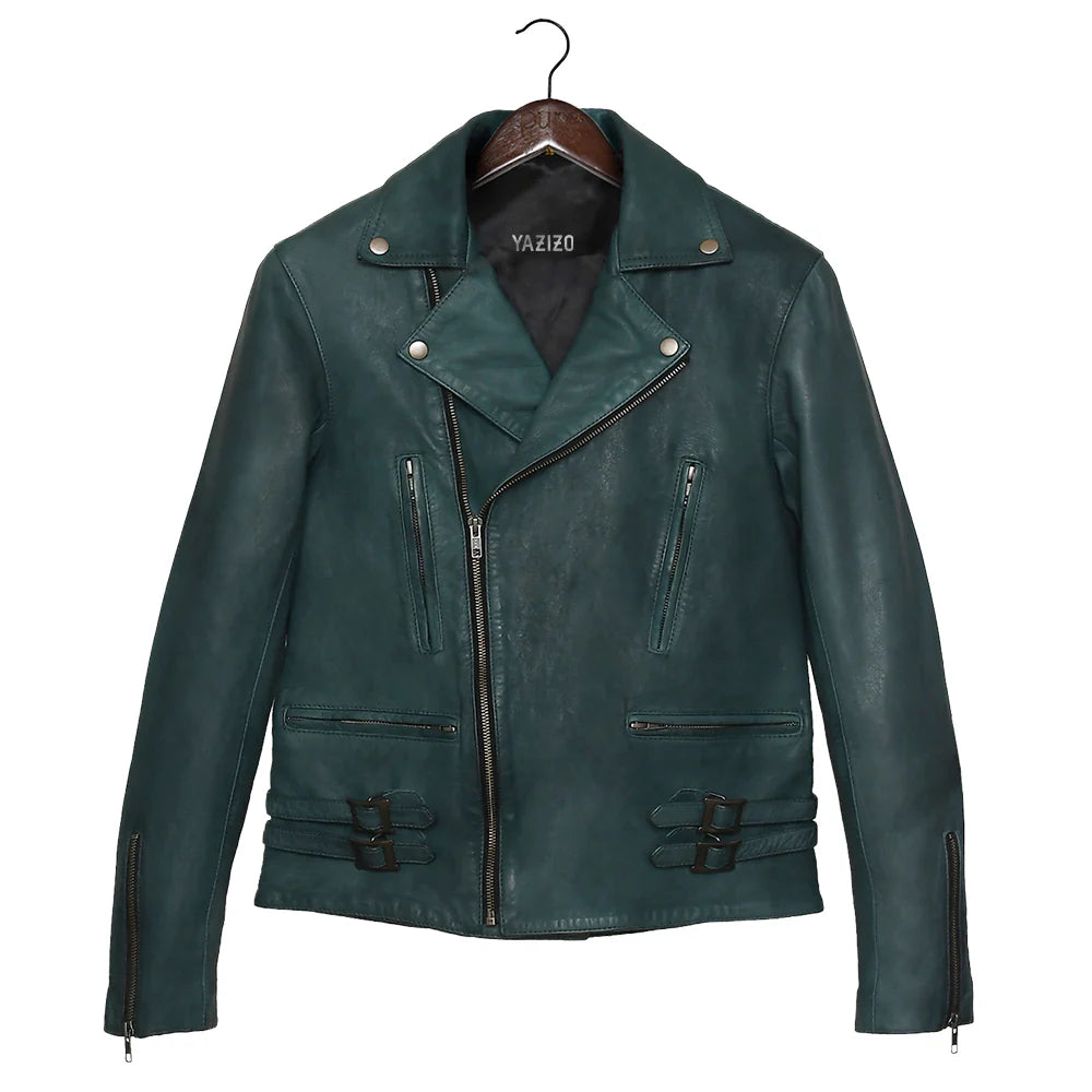 Frisco Motorcycle Easy Rider Green Leather Jacket
