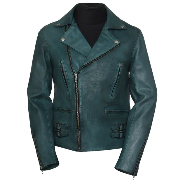 Frisco Motorcycle Easy Rider Green Leather Jacket