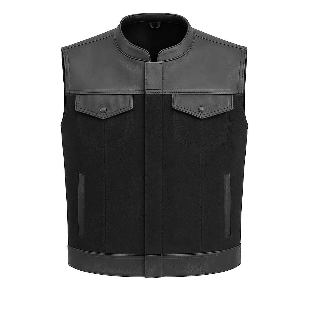 PR-301 Darkrange - Men's Motorcycle Denim/Leather Vest