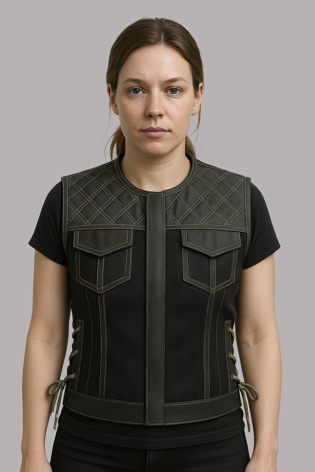 ZyraForge Moto Mesh Women's Motorcycle Vest – Diamond Quilt – Limited Edition