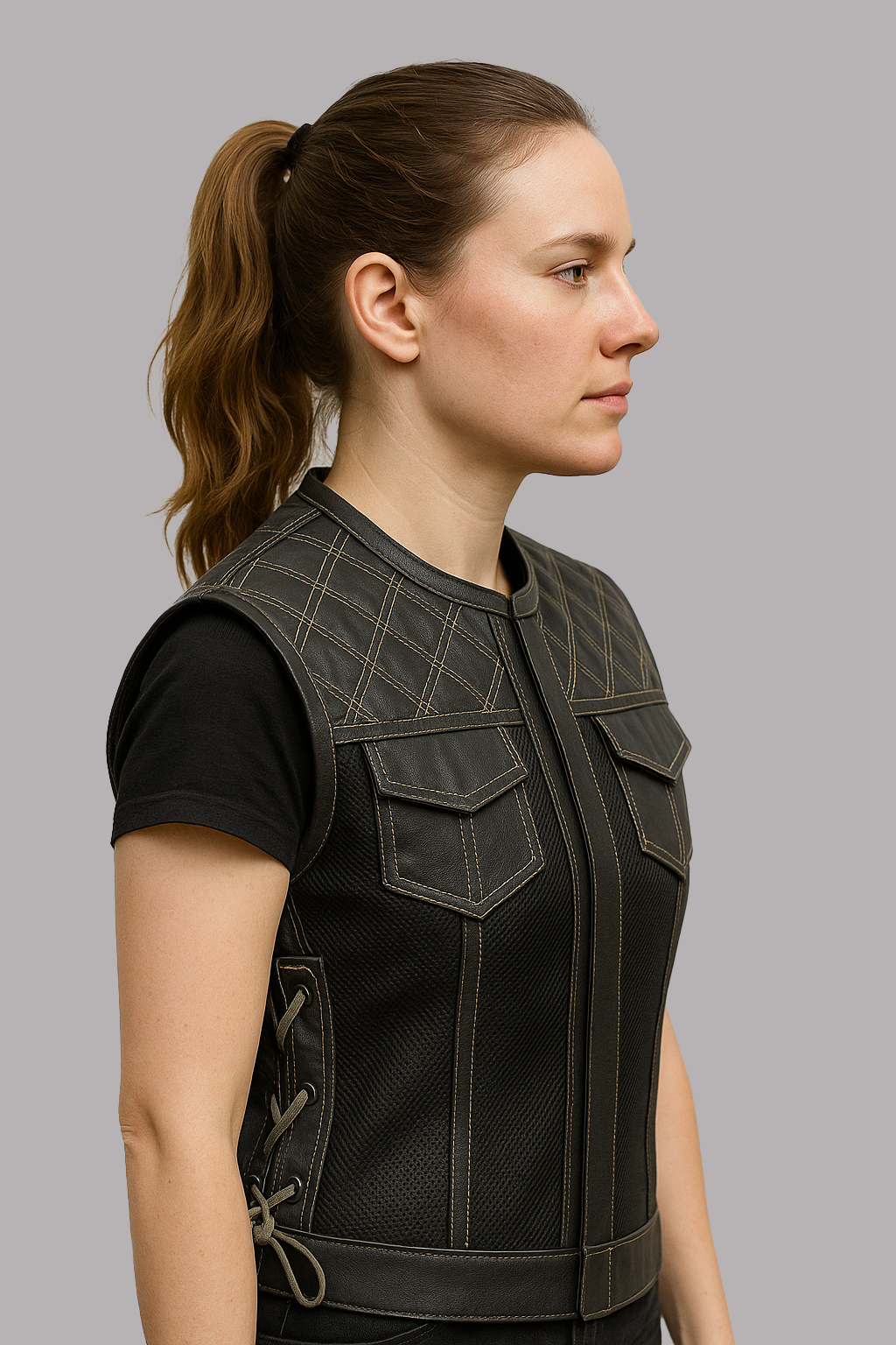 ZyraForge Moto Mesh Women's Motorcycle Vest – Diamond Quilt – Limited Edition