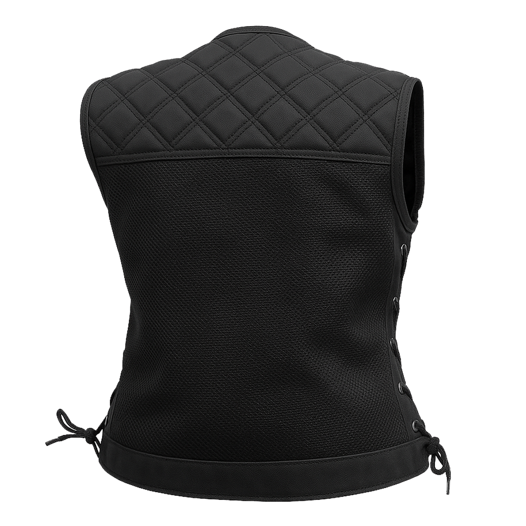 ZyraForge Moto Mesh Women's Motorcycle Vest – Diamond Quilt – Limited Edition