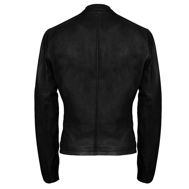 Motorcycle Racer Men's Fashion Black Veg Lambskin Leather Jacket