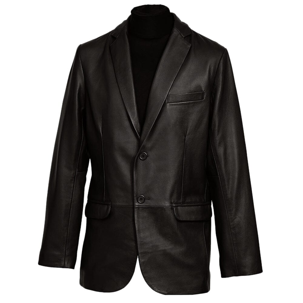 Men's Two Button Classic Natural Lambskin Brown Leather Blazer Coat