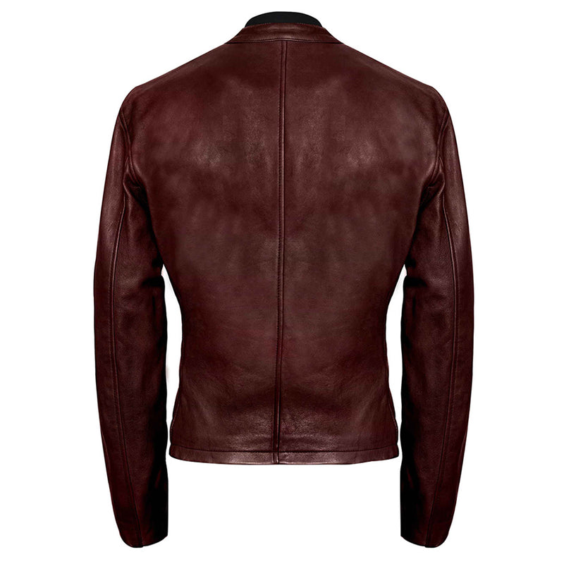 Motorcycle Racer Men's Fashion Brown Veg Lambskin Leather Jacket