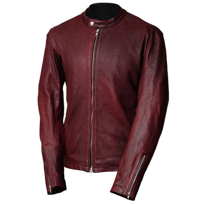 Motorcycle Racer Men's Fashion Burgundy Veg Lambskin Leather Jacket