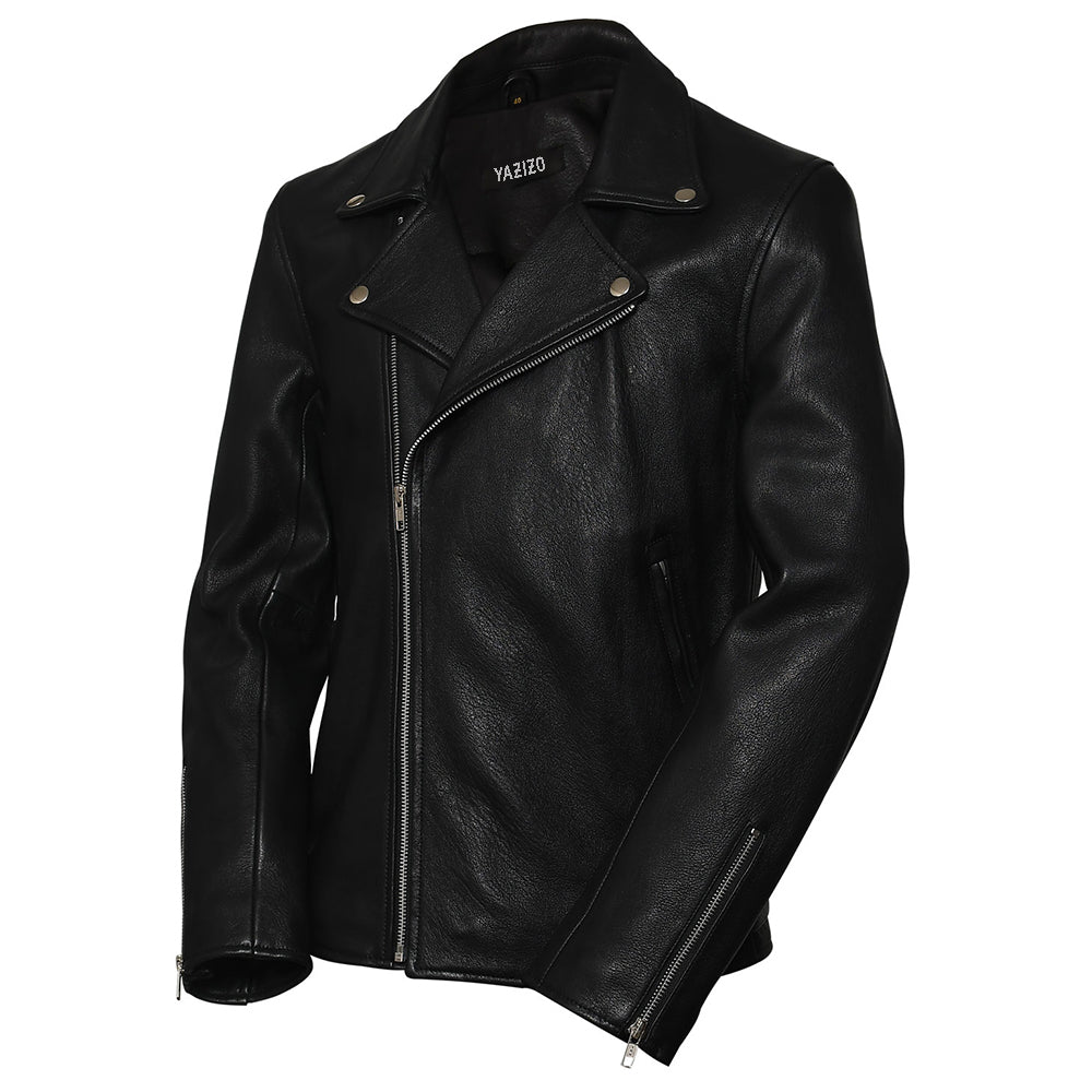Men's Black Nifty Biker Racer Leather Jacket
